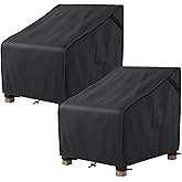 MR. COVER Patio Furniture Covers Waterproof, Outdoor Chair Covers for Rocking Chair, Fits up to 32W x 37D x 36H Inches, Ventilated Air Vents and Convenient Handles Included, Black, 2 Pack