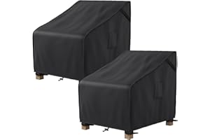 MR. COVER Patio Furniture Covers Waterproof, Outdoor Chair Covers for Rocking Chair, Fits up to 32W x 37D x 36H Inches, Ventilated Air Vents and Convenient Handles Included, Black, 2 Pack