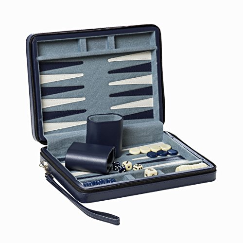WE Games Blue Magnetic Backgammon Set with Carrying Strap - Travel Size
