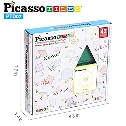 PicassoTiles 42PCs Magnetic Building Tiles Learning