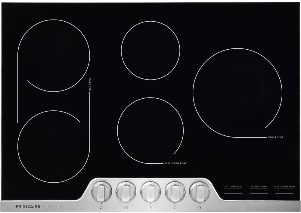Frigidaire Professional 30 Inch Electric, Ceramic Glass 5-Burner Flat Range with Stainless Steel Trim, FPEC3077RF Cooktop,