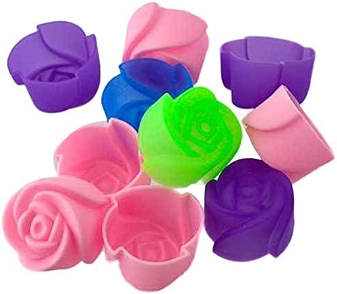 10X Silicone Rose Muffin Cookie Cup Cake Baking Mold Chocolate Jelly Maker Mould