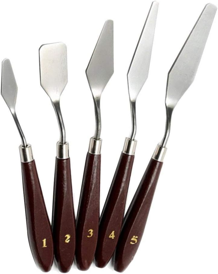 5 Pieces Painting Mixing Scraper,Stainless Steel Artist Oil Painting