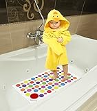 Kiddiko Spots & Dots Vinyl Non Slip Baby Bath Mat with Built-In Heat Sensitive Water Temperature Warning Indicator, Rainbow