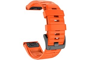YOOSIDE Quick Easy Fit Watch Band for Garmin Fenix 6X Pro/Sapphire,26mm Soft Non-allergenic Silicone Sport Waterproof Wristband Strap for Garmin Fenix 5X/5X Plus,Fenix 3,Quatix 3,Tactix Bravo(Orange)