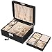 SONGMICS 2-Layer Jewelry Box, Lockable Jewelry Organizer, with Necklaces Hooks, Watch Cubes, Covered Compartment, Removable Divider, Thickened Frame, Black UJBC235BK