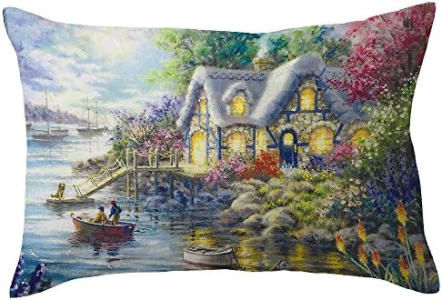 Rectangle Pillow Cases SOUFUN Merry Christmas Linen Sofa Cushion Cover (A)