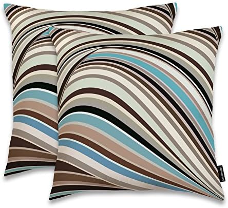 JUNHOMEDEC Throw Pillow Cover Shell Flow Line Decorative Cushion Case Square 18"x 18" For Sofa Couch Bedding - (Set of 2) Zippered (Geometric 009A2)