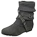 Womens Ankle Boots Slouch Knitted and Suede Cross Strap Buckles