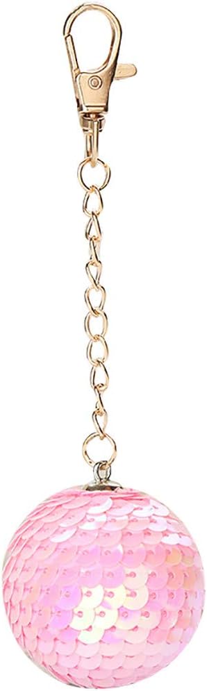 MA87 Fashion Star Sequin Keychain Key Ring Ball Sequin Pendant Gift Keychain (Pink)