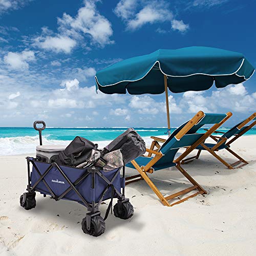 Patio Guarder Folding Collapsible Wagon Cart, All Terrain Utility Wagon, Heavy Duty Outdoor Garden Beach Wagon - Perfect Use for Camping, Shopping, Picnic, Beach, Sports, Blue - Thumbnail 2