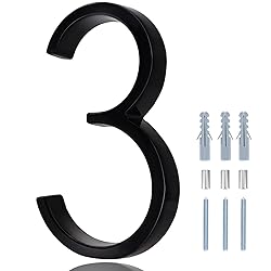 6 in Large House Numbers, Metal Modern House