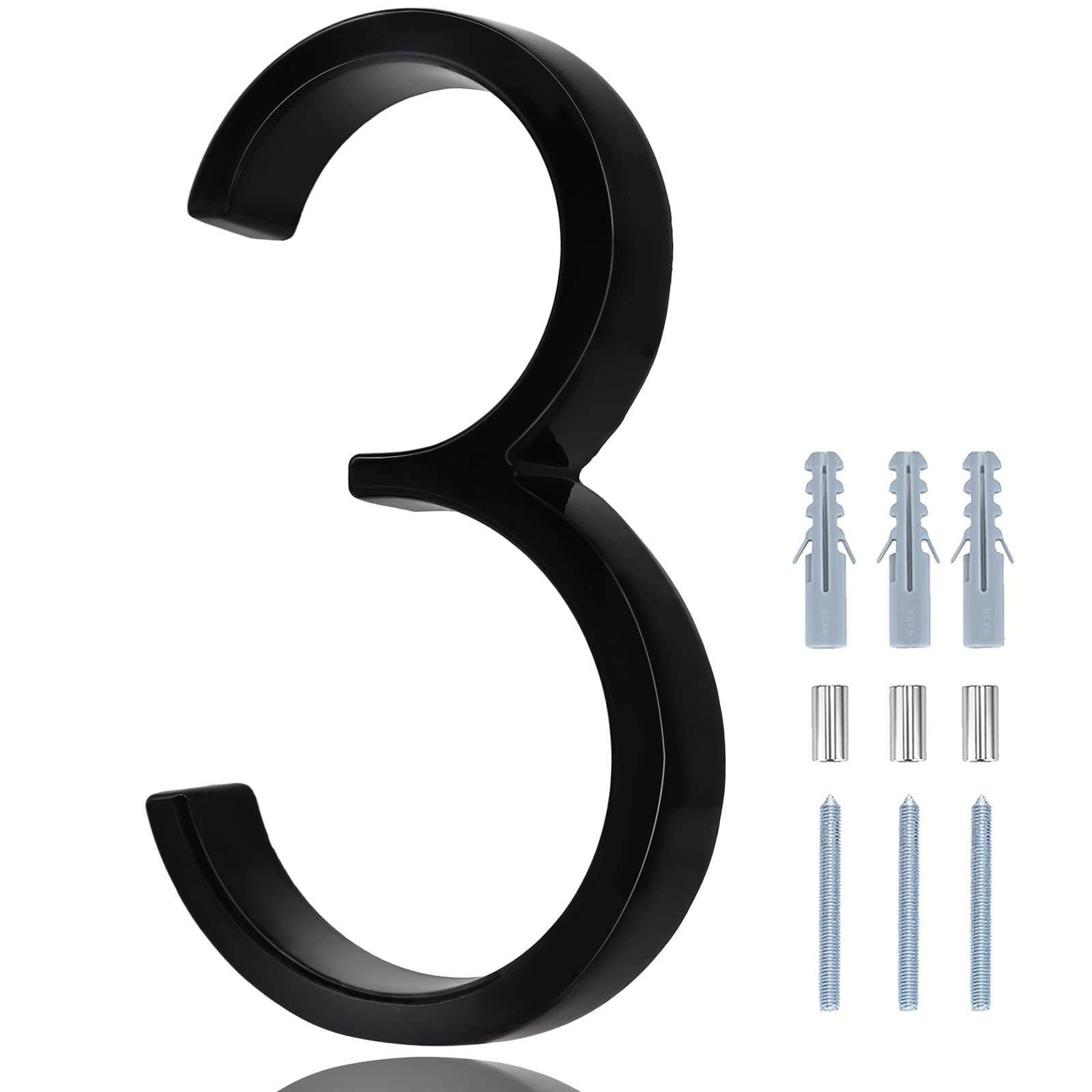6 in Large House Numbers, Metal Modern House