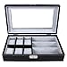 SONGMICS Black 6 Watch Box Jewelry Case Glasses Display Organizer Carbon Fiber Pattern UJWB13B