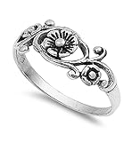 CloseoutWarehouse Sterling Silver Antique Filigree Flower Ring Size 10