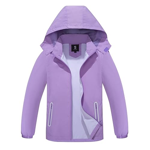 SaphiRose Kids Rain Jacket Waterproof Raincoat Mesh Lined Coat with  Removable Hood for Boys Girls (Purple,10-12 years) in Oman Whizz Jackets  Coats
