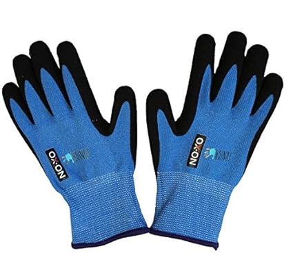 OX-ON Kinder Arbeitshandschuhe Gartenhandschuh JUNIOR Kids 1000 Feinstrick blau 6-8 Jahre, Größe 4