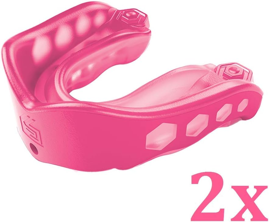 Shock Doctor Mouthguard Pack of 2 - Gel Max Mouth Guards for Adults. Football, Lacrosse, Basketball, Boxing, Fighting Sports - Comes with Helmet Strap : Sports & Outdoors