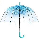 Cherry Blossoms Umbrella Cute Transparent Bubble Umbrella Clear Dome Semi-Automatic Sunny Umbrella for Kids Girls Boys or Women Romantic Windproof Wedding Decoration Umbrella