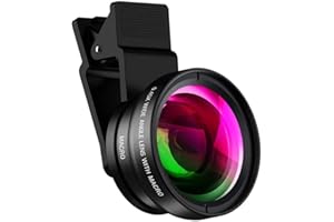 APEXEL Cell Phone Camera Lens 2 in 1 Clip-on Lens Kit 0.45X Super Wide Angle & 12.5X Macro Phone Camera Lens for iPhone 8 7 6s 6 Plus 5s Samsung Android & Most Smartphones Black