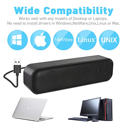 Updated Computer Speaker,USB Powered Speaker for Desktop,Windows PC,Mac
