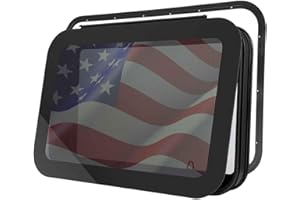 36"x22" Frameless RV Sliding Window - DOT Approved Tinted Glass, Anodized Aluminum Frame w/Mesh Screen, Fits 1.5"-1.875" Wall