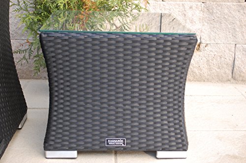 Ragnarök-Möbeldesign PolyRattan - Deutscher Hersteller - 8 Jahre GARANTIE - Lounge Aluminium Gartenmöbel Glas Polster SCHWARZ Rostfrei Sofa – Bild 8