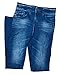 Happy Leggings Distressed Jean Sublimation Printed Fleece-Lined Leggings with Back Pockets, S/M Denim Blue