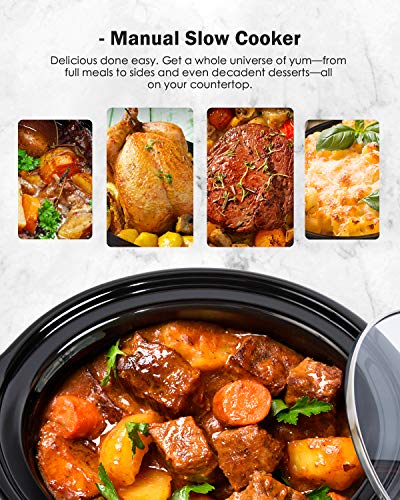 Homever Slow Cooker,3.5-Quart Manual Slow Pot with Standard Lid,Multi-Cooker with Removable Ceramic Cooking Crock,3 Adjustable Temp Settings (High/Low/Warm), Cooking for Vegetables,Beef,Cake,etc.