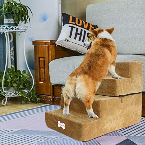 ペット階段 犬の階段 犬用踏み台 ベッド用階段 取り外し可能 2階 3階 洗える 子犬 老犬 介護用 マット 滑り止め 高さ調節可能 高密度フオーム 洗えるカバー 介護用 安全 耐久 心地よい B07y8cj1w5 2 543円