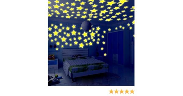 JiaMeng 100PC niños Dormitorio Resplandor Fluorescente en Las ...