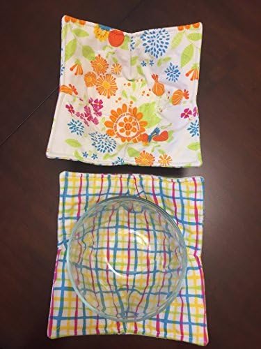Microwave Cereal Bowl Cozy,BRIGHT Spring Floral on white ,handmade,Hot Cold Bowl Cozie,Cotton Fabric Trivet,Hot pad,Pot Holder,Reversible,washable,ready to ship