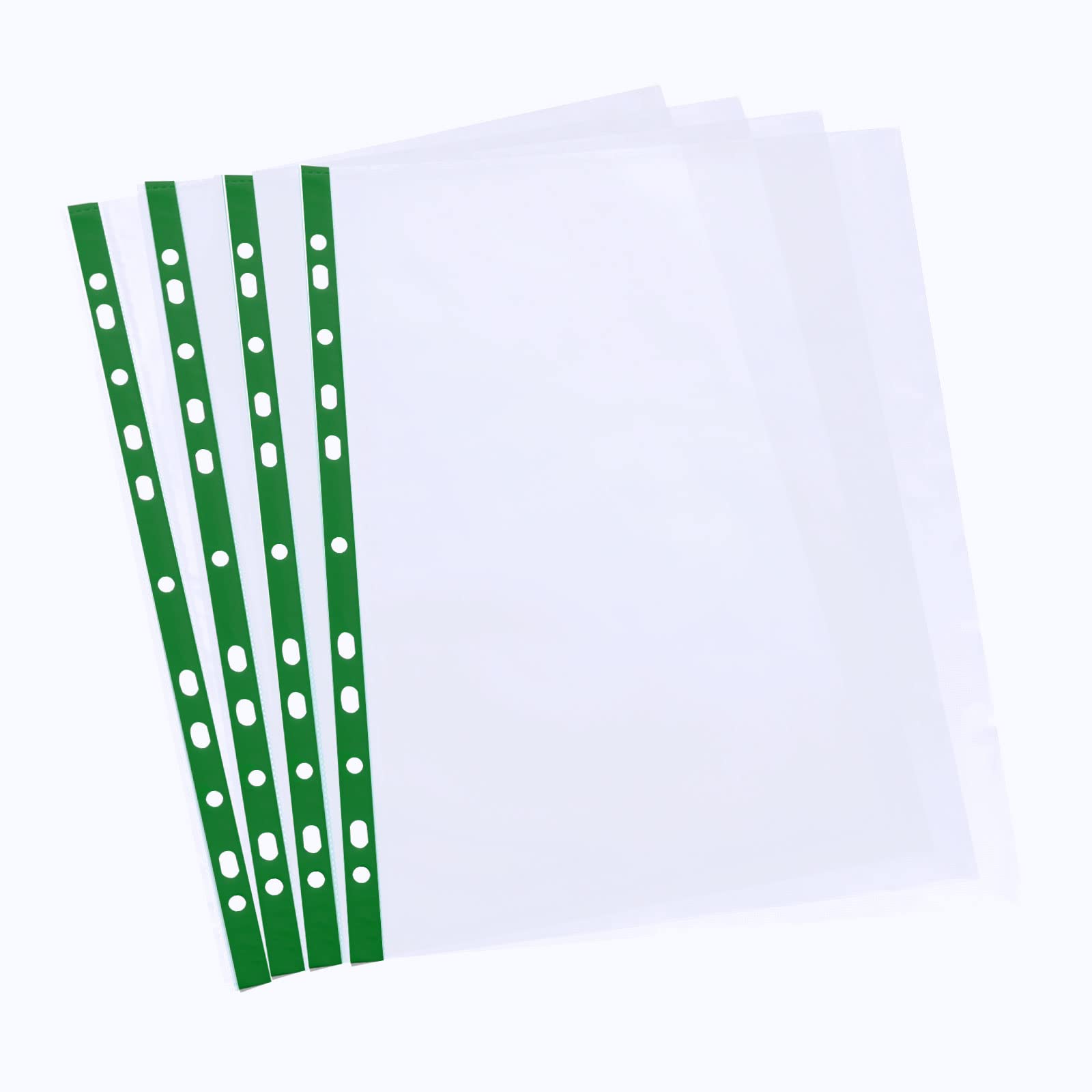 ASelected 100 PCS Punched Poly Pockets A4 Quality Clear Plastic A4 Folders Wallets Pockets Punched Pockets