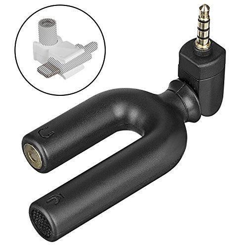 Movo MA2010 Omnidirectional 3.5mm TRRS Microphone with Adjustable Angle and Headphone Monitoring Input - for iPhone, iPad, Android, and other Smartphones