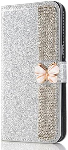 GBSELL Glitter Flip Leather Slim Wallet Card Magnetic Case Cover For Samsung Galaxy S8 Plus (Silver)