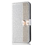 GBSELL Glitter Flip Leather Slim Wallet Card Magnetic Case Cover For Samsung Galaxy S8 Plus (Silver)