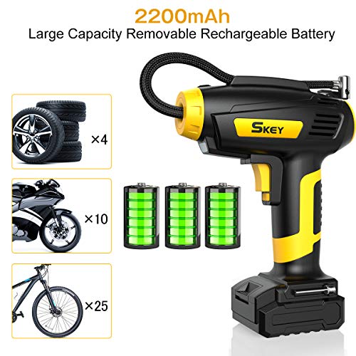 SKEY Tire Inflator,Portable Handheld Air Compressor with Rechargeable