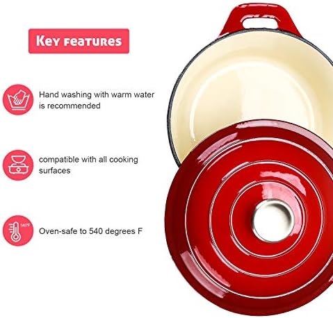 Puricon Cocotte Fonte Ronde, 26 CM Cocotte Polyvalente en Fonte Emaillée Casserole, Conserver Les Valeurs Nutritionnelles et Les Saveurs, Cuisson Plus Sûre et Plus Facile, 5.2 L pour 5-7 Personnes - Cuisine A Vivre Puricon Cocotte Fonte Ronde, 26 CM Cocotte Polyvalente en Fonte Emaillée Casserole, Conserver Les Valeurs Nutritionnelles et Les Saveurs, Cuisson Plus Sûre et Plus Facile, 5.2 L pour 5-7 Personnes