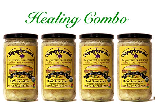 Healing Kraut Combo for digestive support: organic, raw fermented, unpasteurized, probiotic, vegan and gluten free. 24…