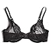 Women's Sheer Bra See Through Mesh Lingerie Transparent Unlined Lace Barely There Sexy Bras, Black Bra, 38D