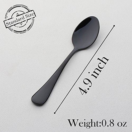 Demitasse Espresso Coffee Spoon Stainless Steel Black 6 Piece 5 Inch Mini Teaspoon Mocca Spoons Set Dishwasher Safe