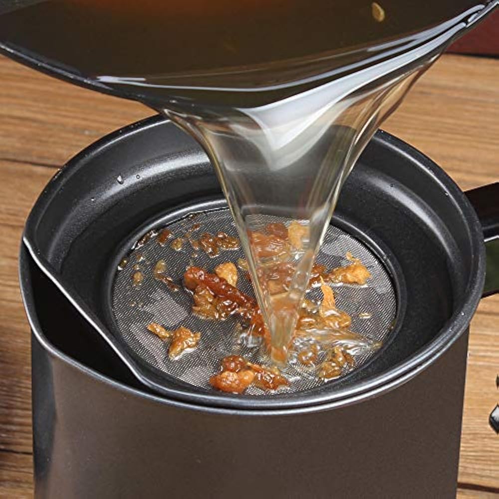 Food Strainers Bacon Grease Container With Strainer 1.3L Black Kitchen