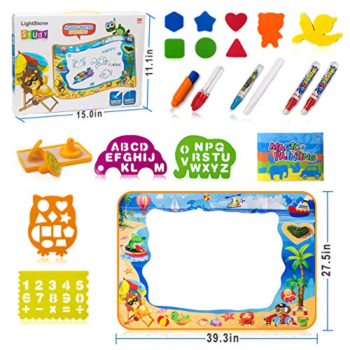 image for LightStone Aquadoodle Mat, Zero Mess Painting Toy with 25 PCS Drawing 