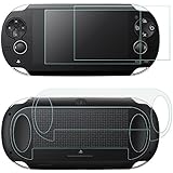 Screen Protectors Compatible Sony PlayStation Vita 1000 &amp; Back Covers, AFUNTA 2 Pack (4 Pcs) Tempered Glass for Front Screen &amp; HD Clear PET Film Compatible the Back PS Vita PSV PCH-1000 Film Accessory