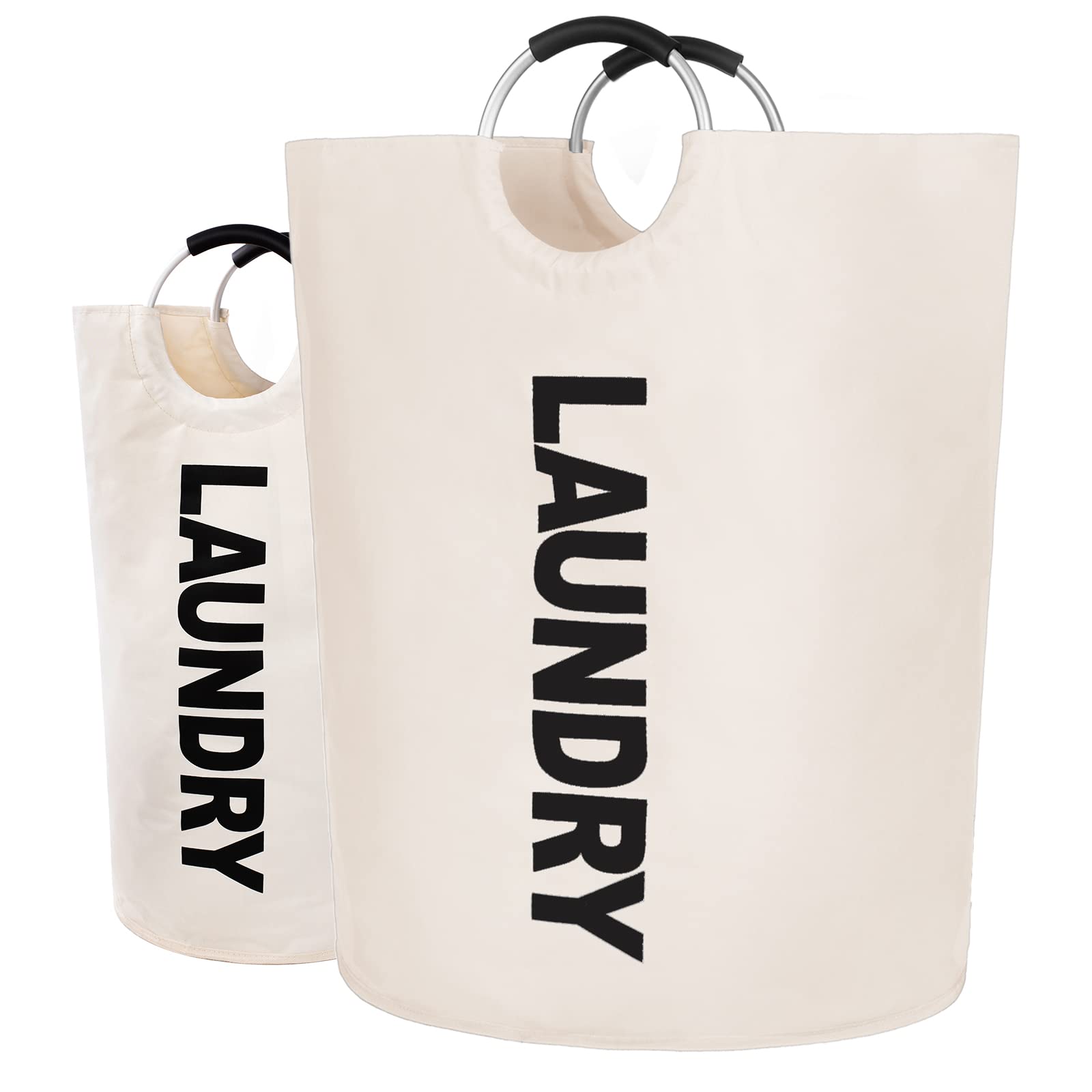 Twira 160L XX-Large Laundry Baskets, Laundry Hamper Stands Up Well, Laundry Bag with Padded Handles, Waterproof Laundry Basket Collapsible, Clothes Hamper for Bathroom, Laundry, College (Beige)