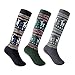 Ski Socks Toddler 3 Pack Elk Pattern Thicken Cotton Warm Winter Sport Socks 3-8 Years (Black + Green + Grey)