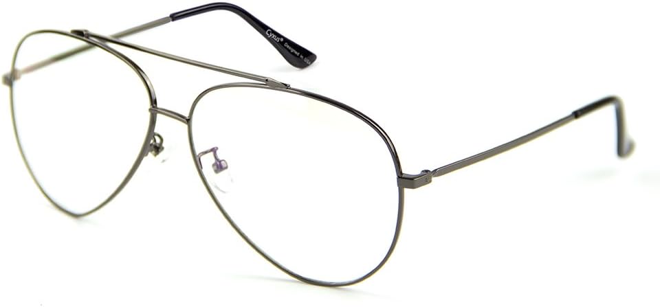 Cyxus Blue Light Filter Glasses, Retro Metal Frame Transparent Lens, [Better Sleep] Anti Eyestrain (Deep Gray)