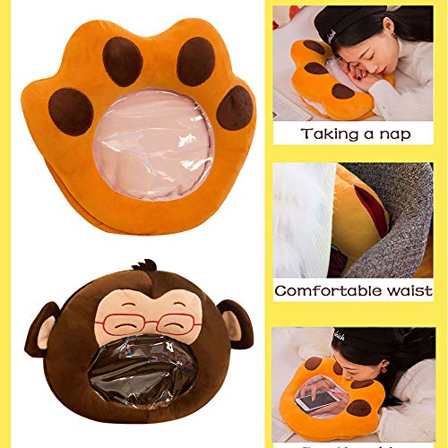 Livoty Plush Hand Muffs Hand Warmers Transparent Winter Warm Gloves Cartoon Handmuff,Can Play Phone (Orange) - Thumbnail 4