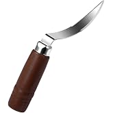 UPKOCH 1PC Coconut Tool Meat Remover with Wooden Handle, Stainless Steel Coconut Opener Scraper for Kitchen Home, 23x3cm, Dark Brown