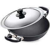 Futura Non-Stick Deep-Fry Pan(Kadhai) 2-1/2-Litre with Steel Lid and Round Bottom